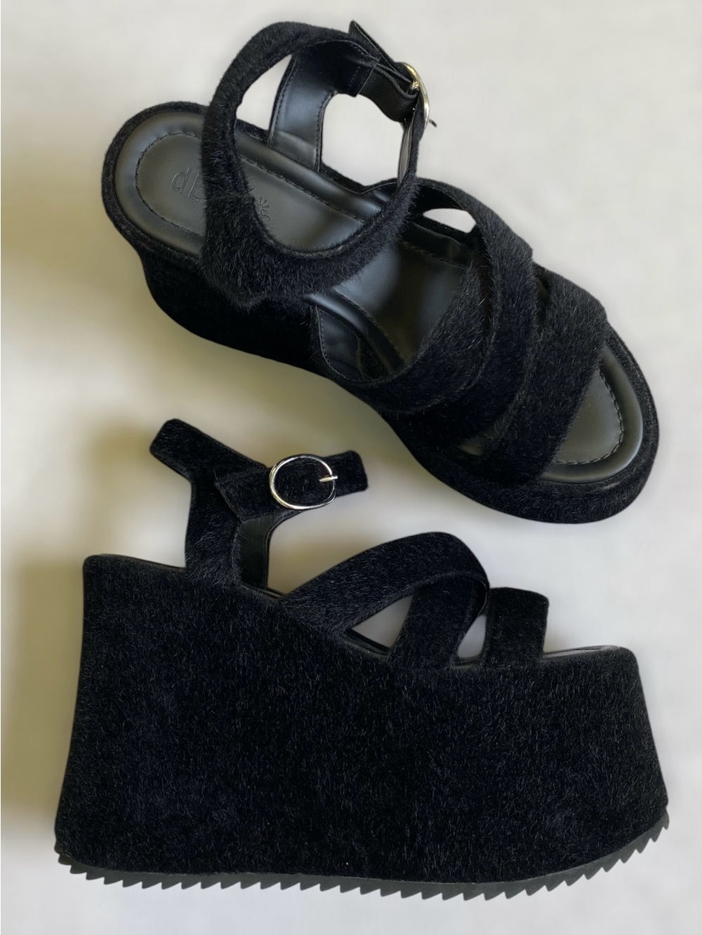 Delia's She Walks On Me Fuzzy Strappy Sandals Platform Shoes